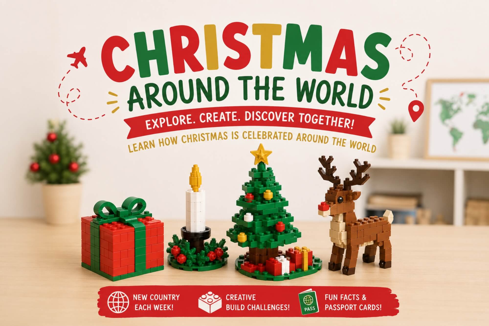 Passport Around the World (Christmas Edition): Explore, Build, and Discover - WonderWell Learning